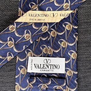Vintage Valentino Cravatte 100% Silk Neck Tie Made in Italy Blue Gold